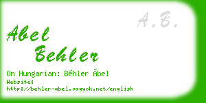 abel behler business card